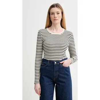 Pánské tričko Bavlněné tričko s dlouhým rukávem Marc O'Polo 600207452011 béžová 01B, vel. S