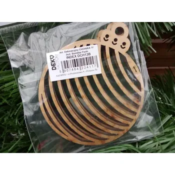 Vánoční dekorace Vánoční dekorace dřevěná koule bílohnědá ( balení 3ks)