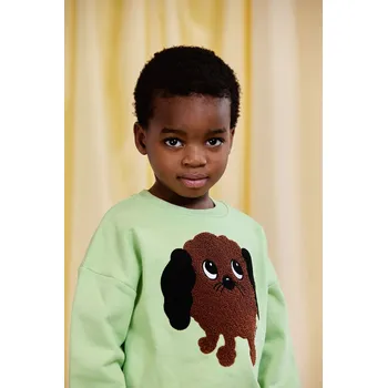 Dětská móda Dětská bavlněná mikina Mini Rodini Doggie 26120109 zelená 70X, vel. 68-74