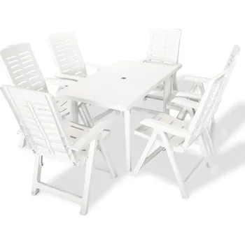 Zahradní sestava 7dílný zahradní jídelní set plastový zelený