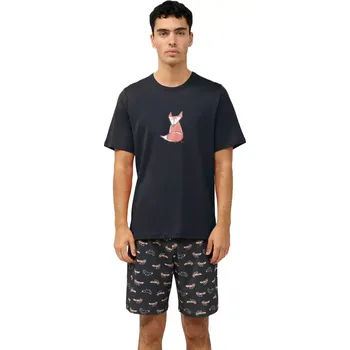 Pánské pyžamo Pánské bavlněné pyžamo s krátkými rukávy Vamp 23622 dark gray velikost L