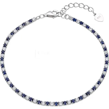 Náramek 4U Stříbrný dámský náramek s modrými zirkony Jill