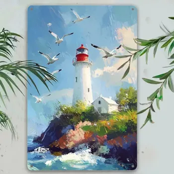 Plechová cedule BAF Plechová cedule Maják s racky 30 x 20 cm