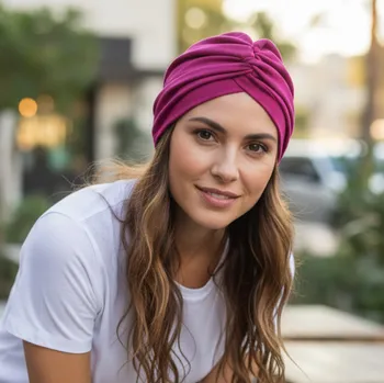 Ebbie Bavlněný turban-style - MALINOVÝ Velikost: 57