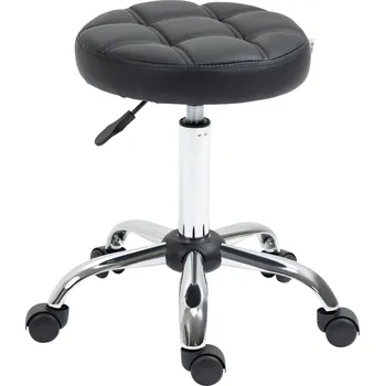 HOMCOM Vinsetto Roll Stool Výškově nastavitelná otočná pracovní stolička černá Ø35,5 cm, umělá kůže pro kancelář a salon 51-67 cm | Aosom.de