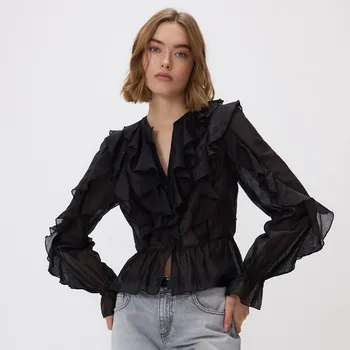 Dámský svetr Reserved - Halenka ze směsi lyocellu - černý - 404HN-99X - 404HN-99X-M