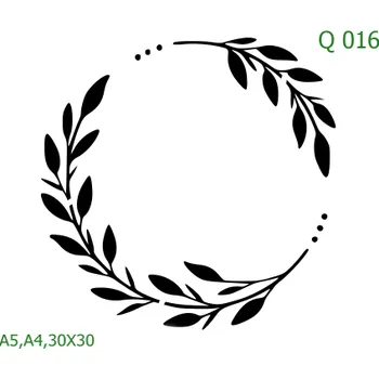 Plastová šablona pro malování - Srdce a věnečky - Vavřínový věnec (Q016) - A5 , Lepící fólie