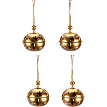 Vánoční ozdoba Sada závěsných kovových rolniček, 6 ks, zlatá