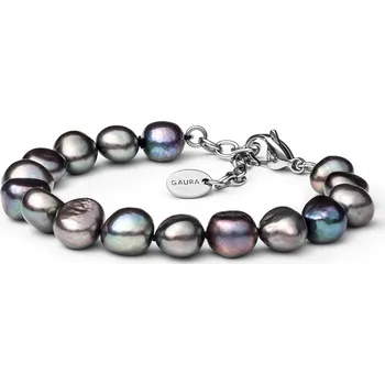 Náramek Gaura Pearls Perlový náramek Octavia - barokní černá sladkovodní perla BRB211-B/20 Černá 20 cm + 3 cm (prodloužení)