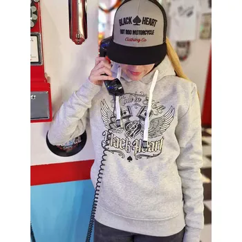 Dámská mikina A Dámská Mikina BLACK HEART WINGS HEATHER Barva: světle šedá, Velikost: XL