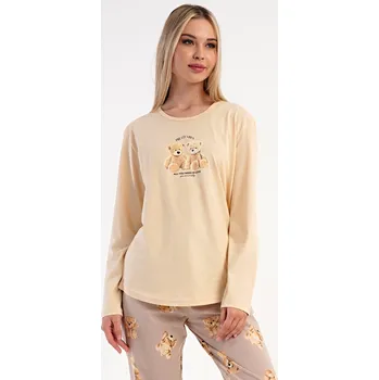 Dámské pyžamo Vienetta Dámské pyžamo dlouhé Monika: béžová S