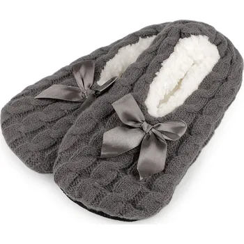 Dámské ponožky Dámské zimní balerínky s protiskluzem Varianta: 16 (vel. 39-42) šedá, Balení: 1 pár