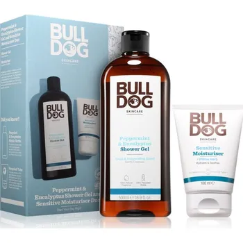 Sprchový gel Bulldog Peppermint & Eucalyptus Bulldog Sensitive Moisturizer hydratační krém na obličej 100 ml + Bulldog Peppermint & Eucalyptus Shower Gel sprchový gel pro muže 500 ml