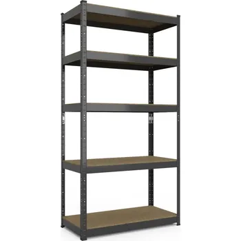 Dílenský regál SMARTREGALY Kovový regál 180x90x30cm, lakovaný - černý, 5-policový, nosnost 875kg