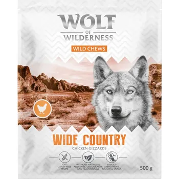 Krmivo pro psa Výhodné balení: 3x500g Wolf of Wilderness kuřecí žaludky "Wide Country" pamlsky pes