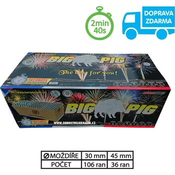 Zábavní pyrotechnika SLOŽENÝ OHŇOSTROJ BIG PIG 142 RAN 30+45 mm