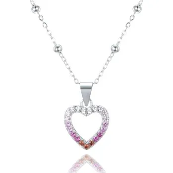 Náhrdelník Stříbrný náhrdelník srdíčko se zirkony 41-44 cm JMAS0235CN45