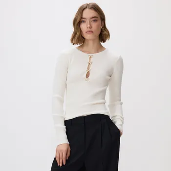 Reserved - Halenka s ozdobnou aplikací - krémová - 418HI-01X - 418HI-01X-L