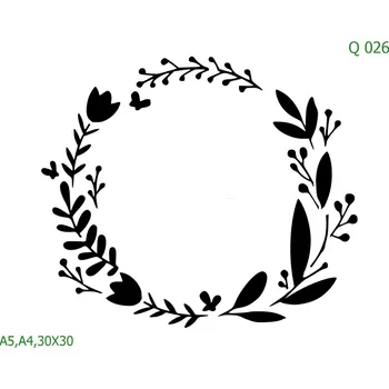 Plastová šablona pro malování - Srdce a věnečky - Věneček (Q026) - A5 , Nelepící folie