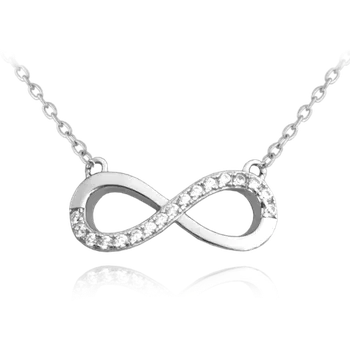 Náhrdelník Moonlit Stříbrný náhrdelník nekonečno s bílými zirkony