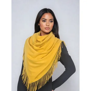 Šála Classic Scarf Slunečnicově žlutá kašmírová šála s vlnou jednobarevná unisex dámská / pánská
