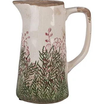 Béžovo-zelený keramický květináč ve tvaru konvice Linneke M – 16x11x20 cm