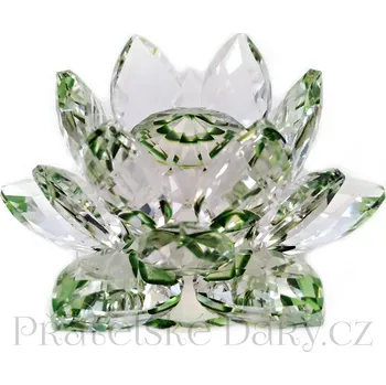 Křišťálový Květ Lotos / Sklo Zelená