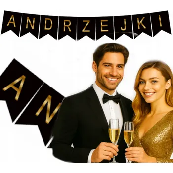 BANNER NÁPIS SVATOONDŘEJSKÁ NOC GIRLANDA ČERNÁ ZLATÁ DEKORACE ANDRZEJKOVÁ