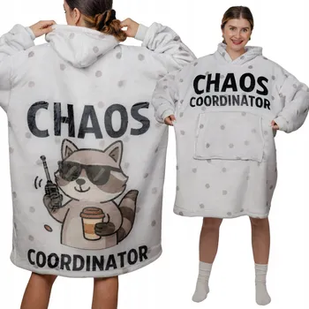 Dámská mikina DEKA MIKINA Župan Oversize Silná MIKINOVÁ DEKA 2v1 XXL Vzor MÝVAL CHAOS Mikino