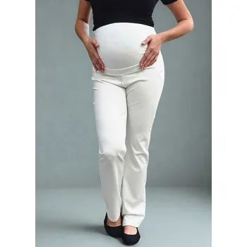 Těhotenské kalhoty Alba – smetanově bílé, pružné, s hladkým pasem Velikost: L