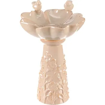 Krmítko pro ptáka Krmítkopítko Autronic Krmítkopítko - keramické, květ s ptáčky, stojaté, krémové (KEX6004 CRM-S)