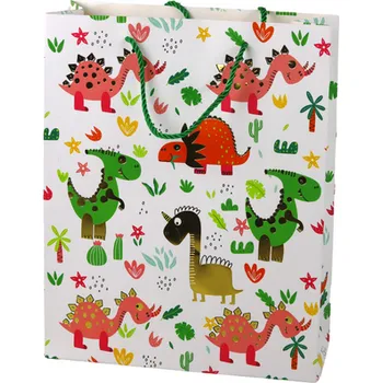 Dárková taška Papírová dárková taška Barevní dinosauři Palmy 32 cm x 26 cm x 10 cm
