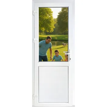 Vchodové dveře Vchodové dveře PVC 800x2000, 80x200 LEVÉ, trojsklo + Argon, 76mm, prodejna/obchod PVC