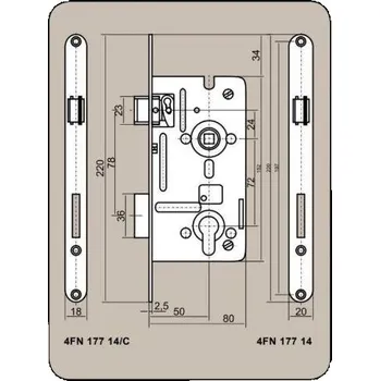 Stavební výplň Zadlabací zámek TESLA 220 x 20 mm