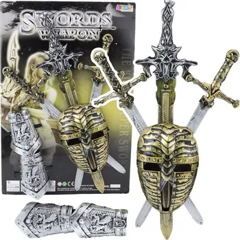 Karnevalový kostým Rytířská sada 3 Meče Maska Chrániče Realistické Zdobení