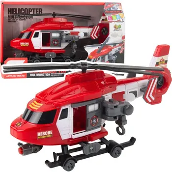 autíčko Záchranářský vrtulník Hák Nosítka Světla Zvuky Červený 1:16