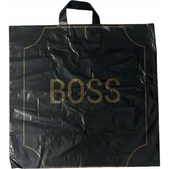Nákupní taška Igelitová Taška FÓLIOVÁ TAŠKA 50x50cm LD 50 kusů ČERNÁ SE ZLATÝM POTISKEM BOSS