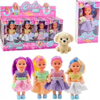 Panenka MINI SADA: PANENKA V ŠATECH SE PEJSKEM PANENKA ZVÍŘÁTKO MAZLÍČEK MIX