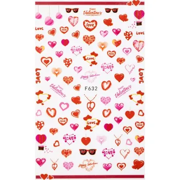 Samolepky na nehty samolepicí valentýnské srdce F632