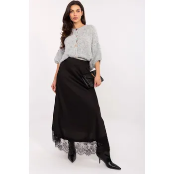 Oblečení a móda Černá maxi sukně s krajkou RUE PARIS černá | šedá 3455377