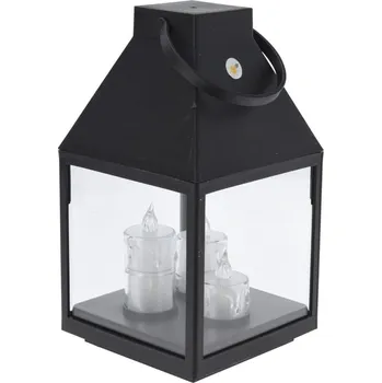 Lucerna Lucerna černá s 3 LED svíčkami 25 cm KO-ANX000860
