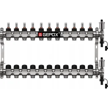 rozdělovač topení Nerezový rozdělovač pro podlahové topení, 11 okruhů