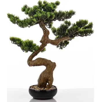 umělá květina Zelená umělá rostlina BONSAI v černé květináč – dokonalá harmonie a styl