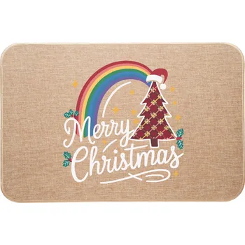 Vánoční dekorace Vánoční lněná rohožka Merry Christmas Veselé Vánoce s vánočním stromkem