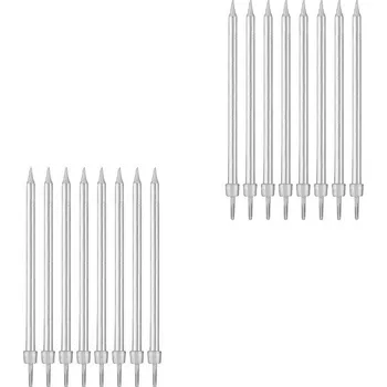 Dortová svíčka GODAN Narozeninové svíčky s podstavcem délka 10 cm, 16 ks, střibrné
