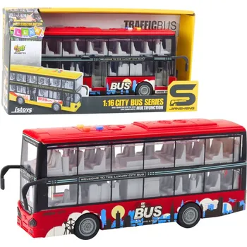 autíčko Městský patrový autobus 1:16 Pohon Světla Zvuky Červený