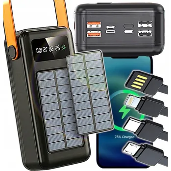Powerbanka Solární powerbanka 30000mAh přenosná, voděodolná, s duálním USB a LED diodami