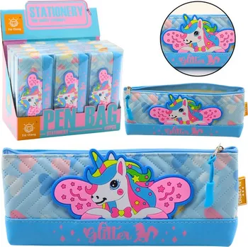 Penál Školní penál s jednorožcem modrý 20 x 8,5 cm