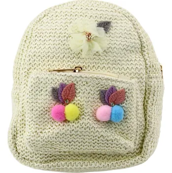 Dětský batoh Dětský batoh vyšívaný Pompony Barevný Krémový 20cm 2,5L