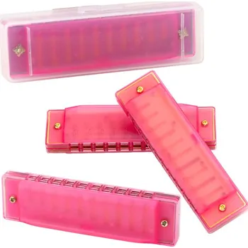 Hudební nástroj pro děti Foukací harmonika 10-otvorová pro děti začátečníky pouzdro růžová